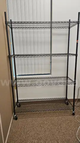 Lot of 6 Wire Storage Shelves &#x2013; Large, 4-Shelf Units
