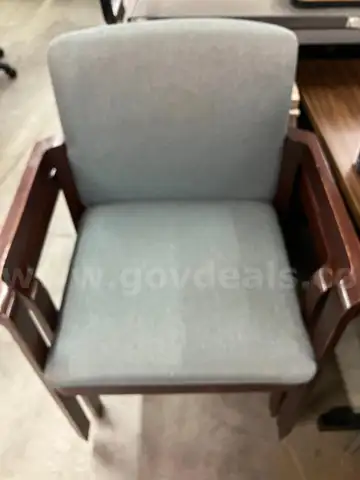 2 Wooden Handle Chairs with Grey Fabric