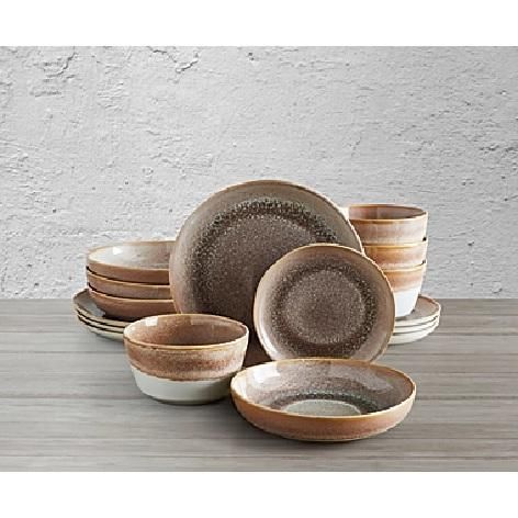 Bee Willow Weston 16 Piece Dinnerware Set in Taupe AllSurplus Phoenix