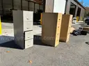 LOT of 3 File Cabinets + Magazine Rack + Desks