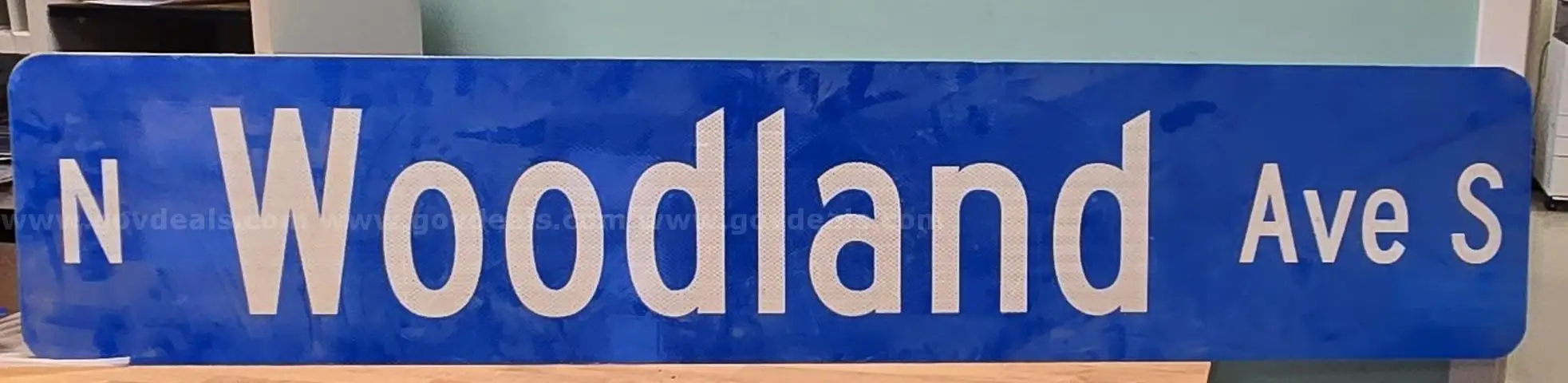 Aluminum Street Sign N WOODLAND AVE S