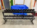 Assortment of paired Dumbbells and rack