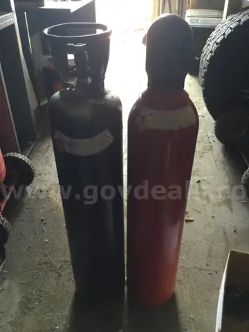 Acetylene and oxygen tanks