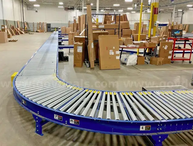 Atlantis BDS19T VBC19 36" X 56'6" Belt Driven Live Roller V-Belt Curve Conveyor #163