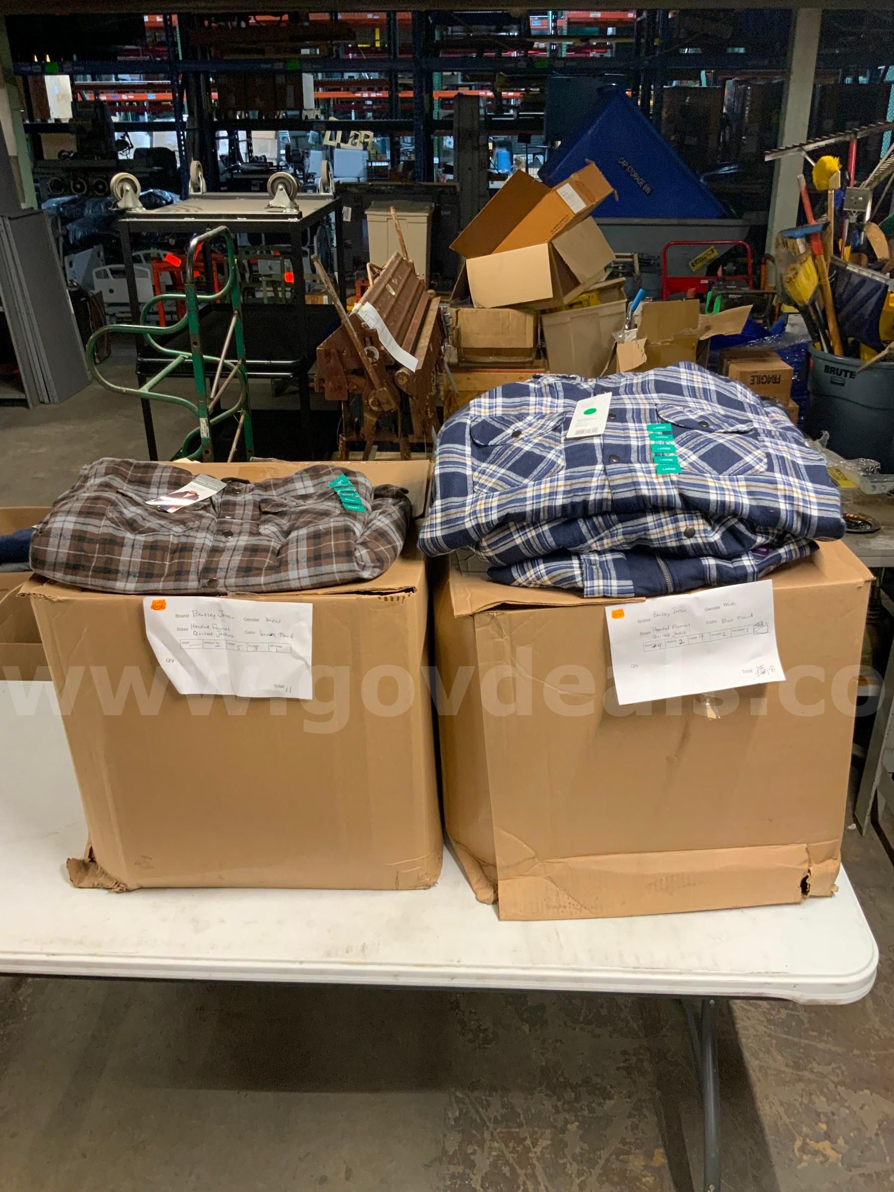 NEW Lot of 29 Berkley Jensen Men s Hooded Flannel Quilted Jacket Brown Blue Plaid Small 2XL Clothing Apparel SD40 GovDeals