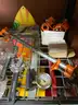 Contents of Rack - Huge Lot of Workshop Shop Jobsite Equipment &#x26; Supplies Shop Vac Tools Sprayer Clamps Cable Hooks #T10