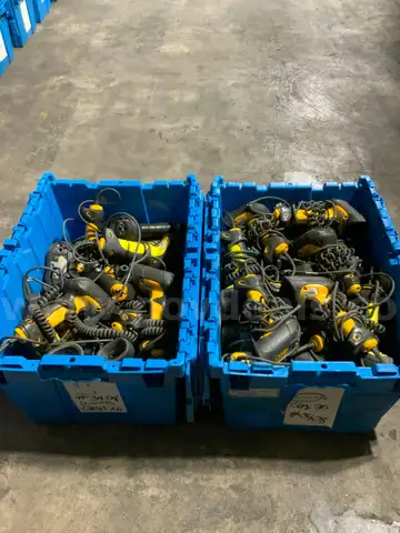 Lot of 39 Symbol LS3408 Long Range Rugged Handheld Barcode Scanners 2 Totes #W37