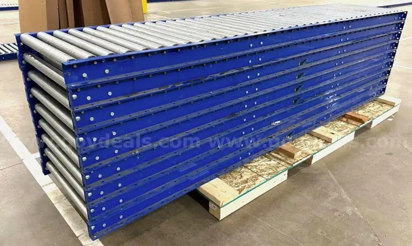 Lot of 7 Atlantis RS19 27&#x22; X 10&#x27; 24&#x22;BF Gravity Roller Flow Conveyor 1.9&#x22; 120&#x22; #A17