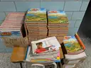 Lot of miscellaneous school aged textbooks and student workbooks