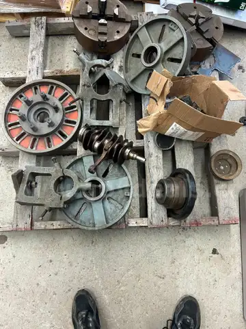 small pallet of used machining tooling