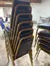 Blue vinyl with antique gold framed banquet chairs