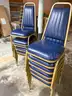 Blue vinyl with antique gold framed banquet chairs