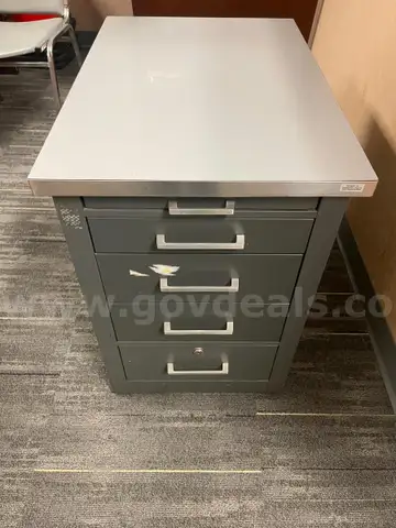 Metal gray filing cabinet - 4 drawer, 27&#x22;D x 18&#x22;W x 25&#x22;H