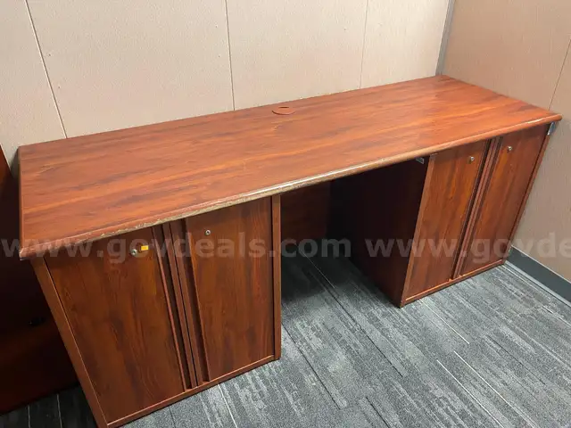 Cherry 2-cabinet, 2-shelf credenza