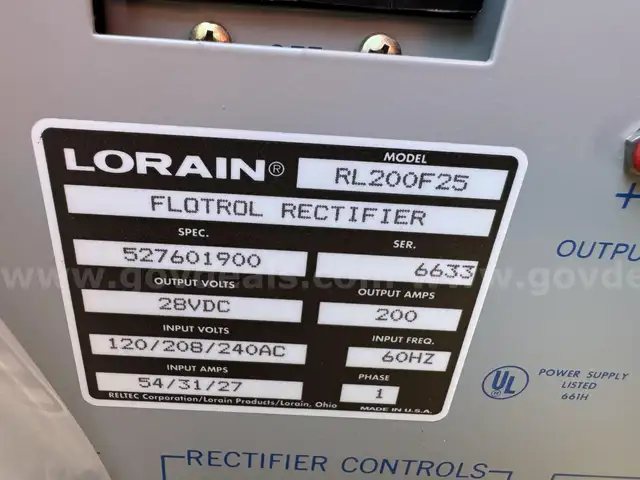 lot of 2 lorain flotrol rectifiers rl200f25