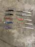 Lot of misc box items-black &#x22;Woodland&#x22; corkscrew opener, black &#x22;Alta&#x22; opener, 3 silver &#x22;Fortessa&#x22; kitchen knives, &#x22;DH&#x22;