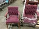 Four Burgundy Cushion and Wood Office Chairs                                                     &#x201C;C&#x201D;