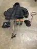 Lot of misc box items-XXL black &#x22;Champion&#x22; coat, 2 &#x22;Gatorade&#x22; bottles, Detroit Lions hat-no size to determine, &#x22;DH&#x22;