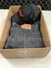 Lot of misc box items-W30  L32 black Levi jeans, Adidas &#x26; F1 hat-no sizes to determine, Custom Ink shirt-no size, &#x22;DH&#x22;