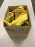 Lot of misc box items-pink I Love Juicy back pack, yellow &#x26; clear back pack, teal pink back pack, &#x22;DH&#x22;