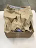 Lot of misc box items-30W x 30L blue jeans, size 30 brown shorts, large RVCA shirt, medium long sleeve dress shirt, &#x22;DH&#x22;