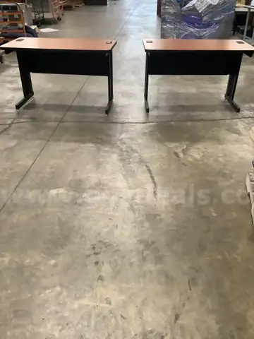 Two 48 (L) x 24 (W) x 29 (H) hardwood rectangle computer desks (with two black leg stands)  &#x22;DH&#x22;