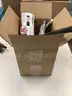 Lot of misc box items-6 1/2 &#x26; 12 inch steel pans, Cuisinart cleaver knife, Fitrx portable blender, prong fork,  &#x22;DH&#x22;