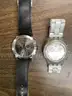 Lot of misc box items-Brown leather Skagen watch, white leather Nine West watch, Burberry watch, Swatch watch,  &#x22;DH&#x22;