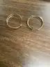 Lot of misc box items-Light tan leather belt, 2 gold earrings, Jones New York watch, snap on purse,  &#x22;DH&#x22;