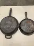 Lot of misc box items-11 inch Bobby Flay pan, 9 1/2 inch Lodge pan, 3 Holland cheese knives, gold kitchen knife, &#x22;DH&#x22;