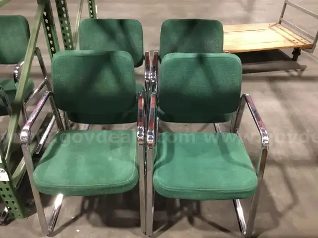 Four Green Cushion Chairs w/metal frame                                                                         &#x201C;C&#x201D;