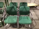 Four Green Cushion Chairs w/metal frame                                                                         &#x201C;C&#x201D;