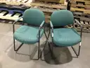 Two Green Cushion Chairs w/black metal frame                                                               &#x201C;C&#x201D;