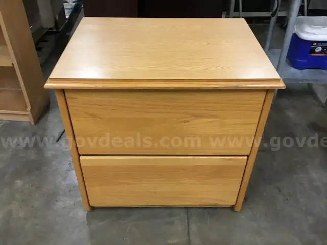 2 Drawer Blonde Wooden Lateral Cabinet