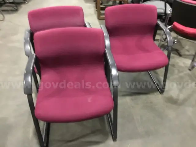 Three Burgundy Chairs w/black frame                                                                           &#x201C;C&#x201D;