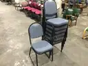 Seven Blue Cushion Chairs w/black metal frame                                                                     &#x201C;C&#x201D;