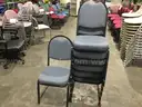 Seven Blue Cushion Chairs w/black metal frame                                                                     &#x201C;C&#x201D;