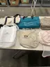 Lot of misc box items-Oakton Family bag, Trader Joe&#x27;s bag, Wilmington Trust bag, multi color striped purse, EY bag,  DH