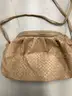 Lot of misc box items-Light brown leather purse, clear black purse, with an attached chain, pink Kipling bag,  &#x22;DH&#x22;