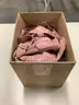 Lot of misc box items-Light brown leather purse, clear black purse, with an attached chain, pink Kipling bag,  &#x22;DH&#x22;