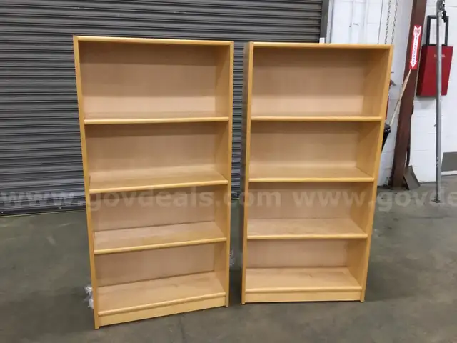 Two 30x11x61H Light Wooden Bookshelves                                                                      &#x201C;C&#x201D;