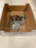 Lot of misc box items-Units Overseas pin, silver diamond rocks necklace, gold diamond cross necklace,  &#x201C;DH&#x201D;