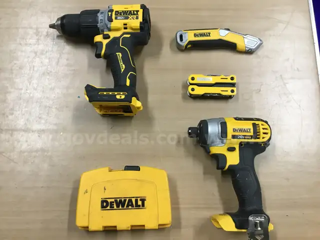 DeWalt Drills and Accessories 1) DeWalt Hammer Drill/Driver  2) DeWalt Impact Driver  3) DeWalt Utility Knife  4) DeWalt