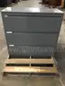 42 (L) x 18 (W) x 39 (H) gray three drawer metal filing cabinets (COMES WITH TWO KEYS)  “DH”