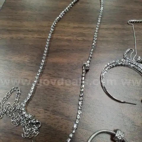 Lot of Jewelry- silvery necklace, bracelets,  "JM"