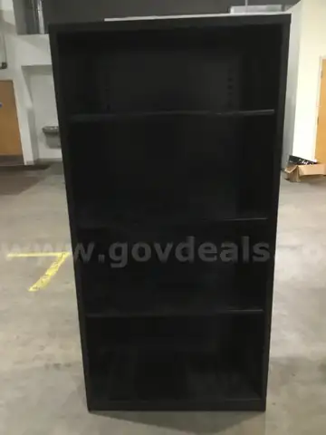 36 (LENGTH) x 18 (WIDTH) x 72 (HEIGHT) black metal four shelf rack  “DH”