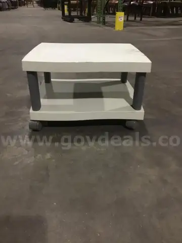 20 (LENGTH) x 17 1/2 (WIDTH) white two tier wheel cart  “DH”