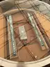 Lot of 2x Round Wood &#x26; Glass Display Cabinets