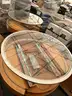 Lot of 2x Round Wood &#x26; Glass Display Cabinets