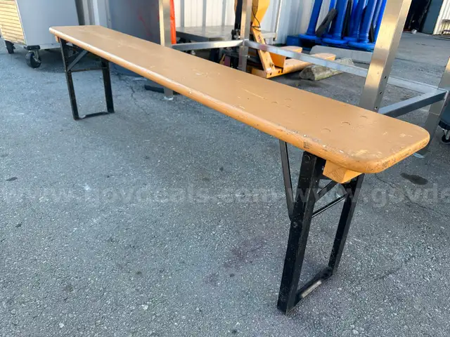 Lot of 10x Heavy Duty Wood Top Folding Bench w/ Metal Legs